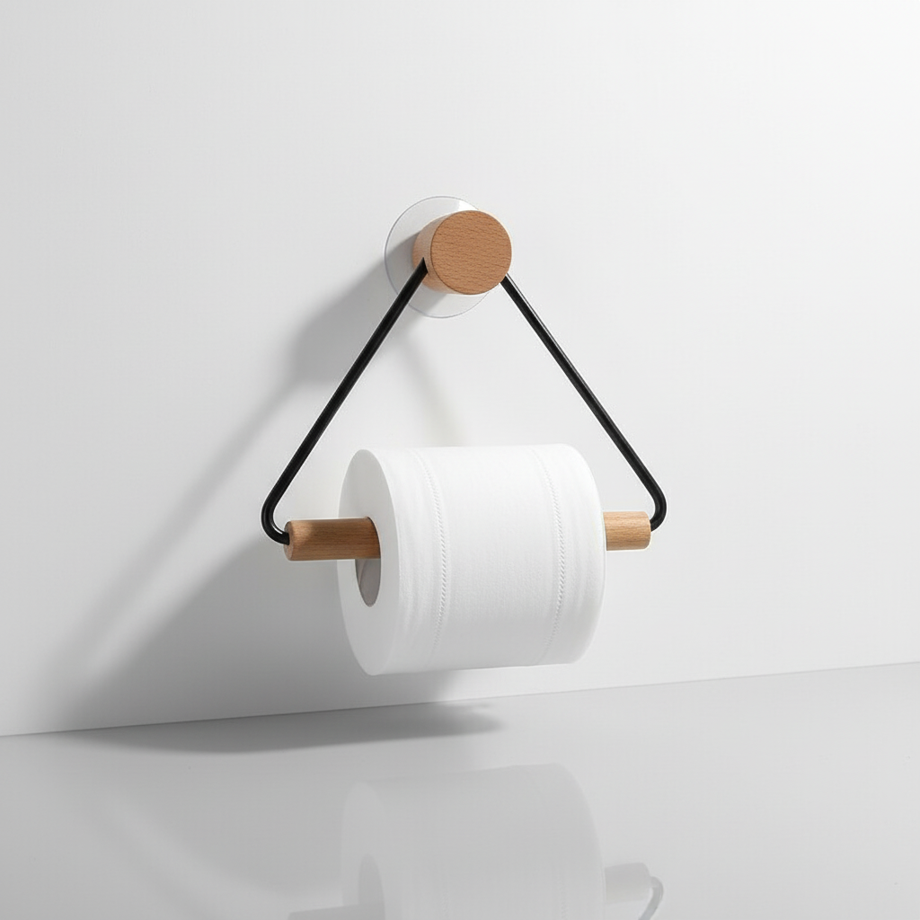 Minimalist Metal Wooden Holder Set - BathTrium