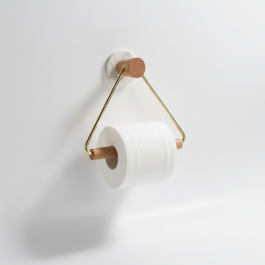 Minimalist Metal Wooden Holder Set - BathTrium
