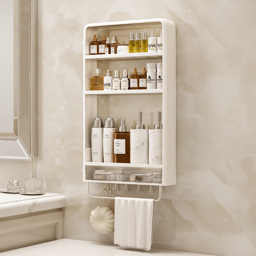 Minimalist Bathroom Shelf Made of Plastic - SpaceTidy