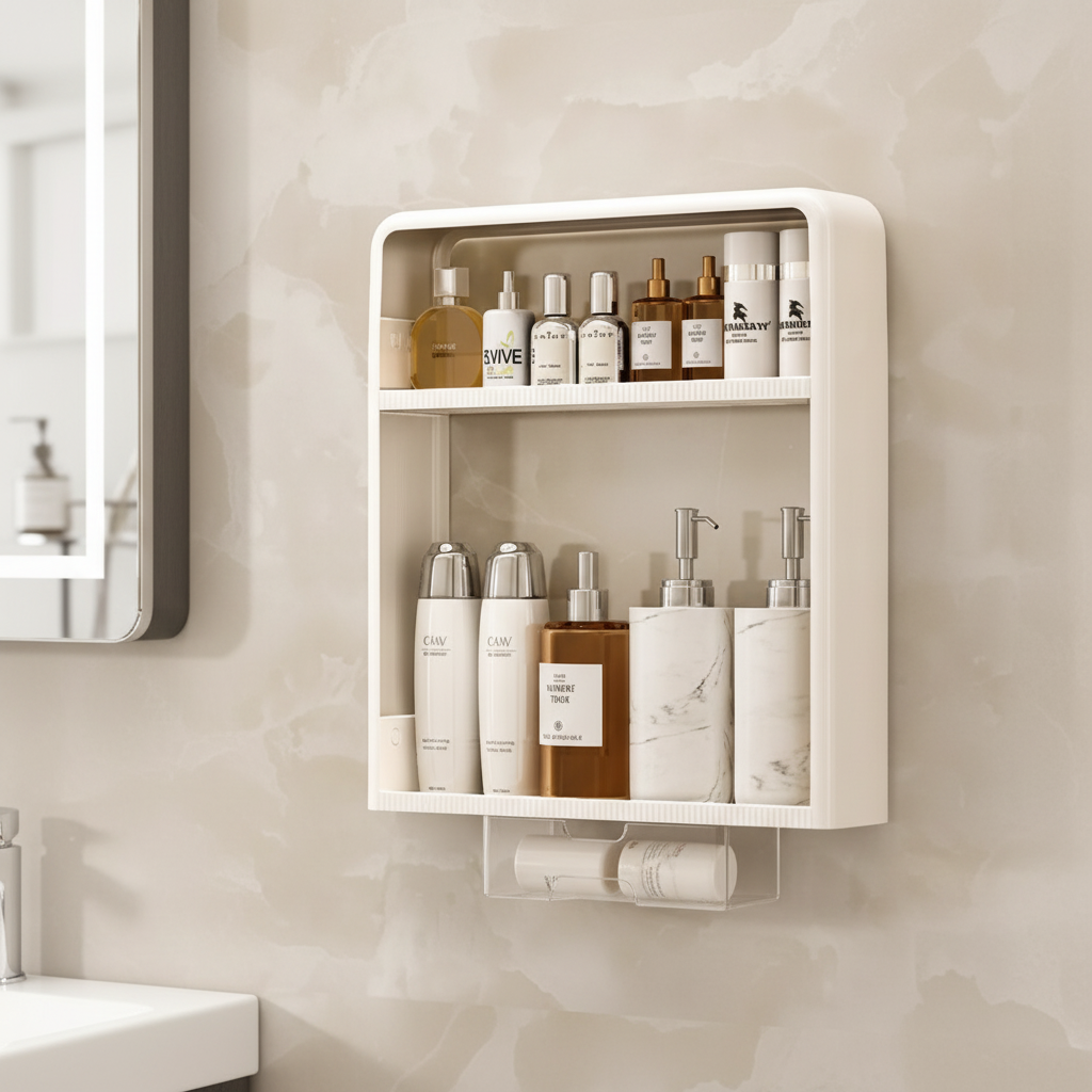 Minimalist Bathroom Shelf Made of Plastic - SpaceTidy
