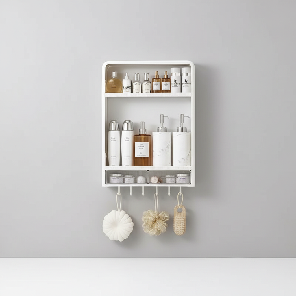Minimalist Bathroom Shelf Made of Plastic - SpaceTidy