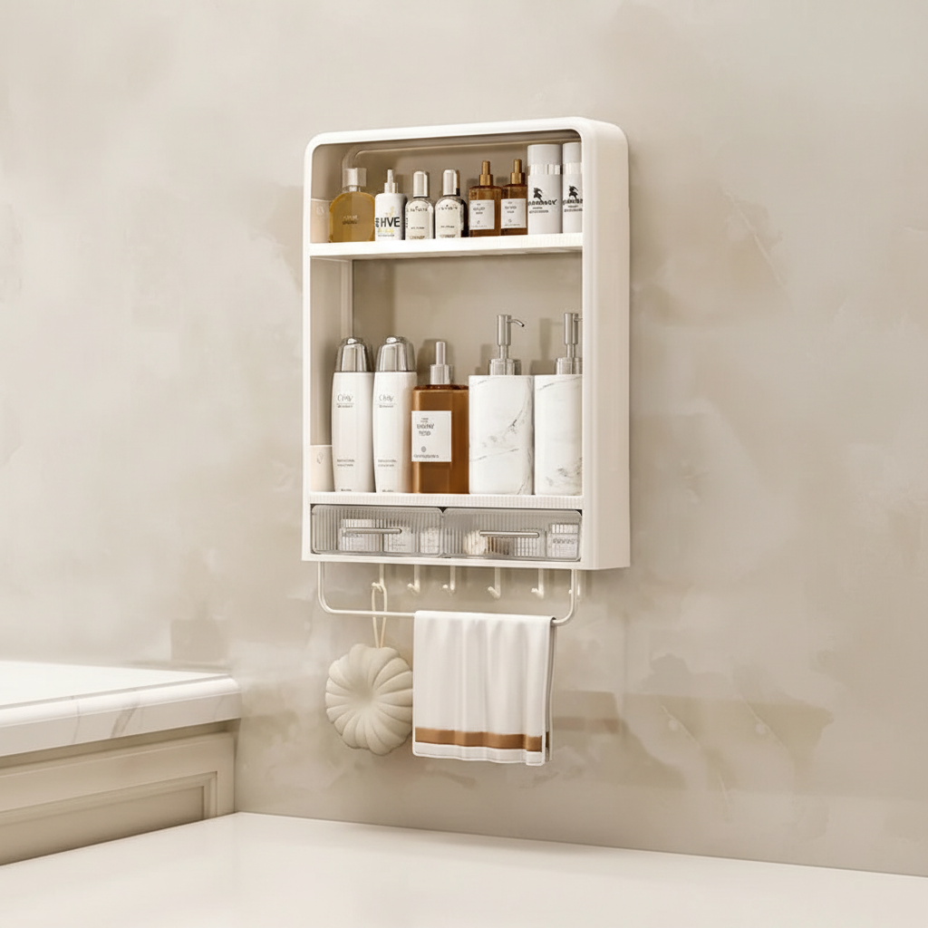 Minimalist Bathroom Shelf Made of Plastic - SpaceTidy