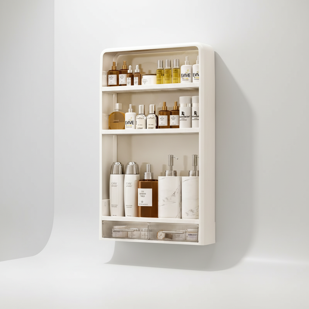 Minimalist Bathroom Shelf Made of Plastic - SpaceTidy
