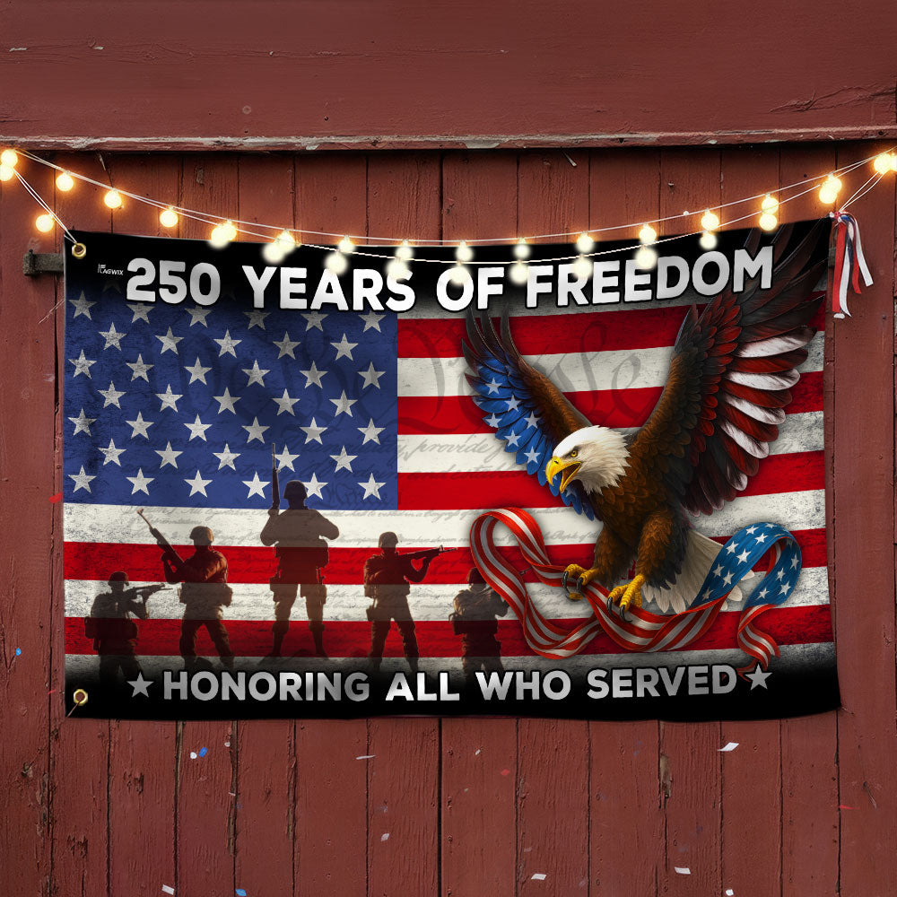 250 Years of Freedom Veterans Eagle American Grommet Flag