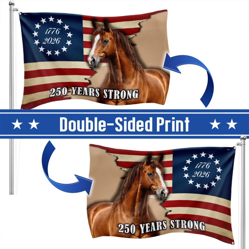 250 Years Strong Horse American Grommet Flag for Farm Patriotic Decor