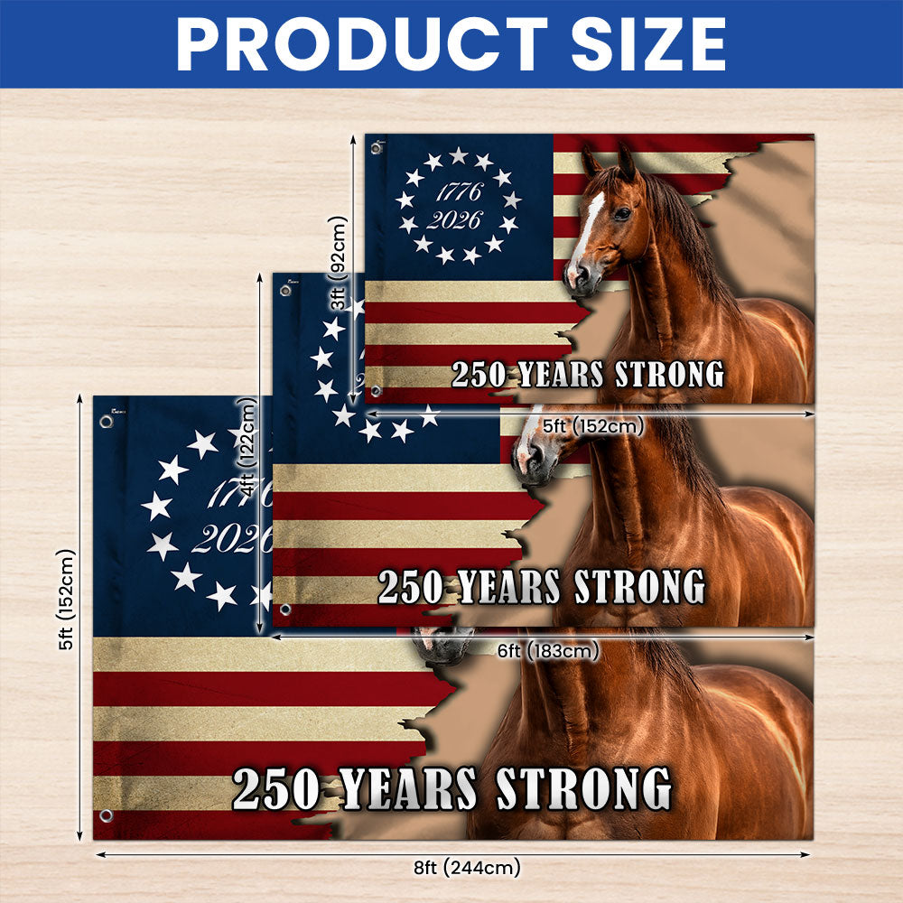 250 Years Strong Horse American Grommet Flag for Farm Patriotic Decor