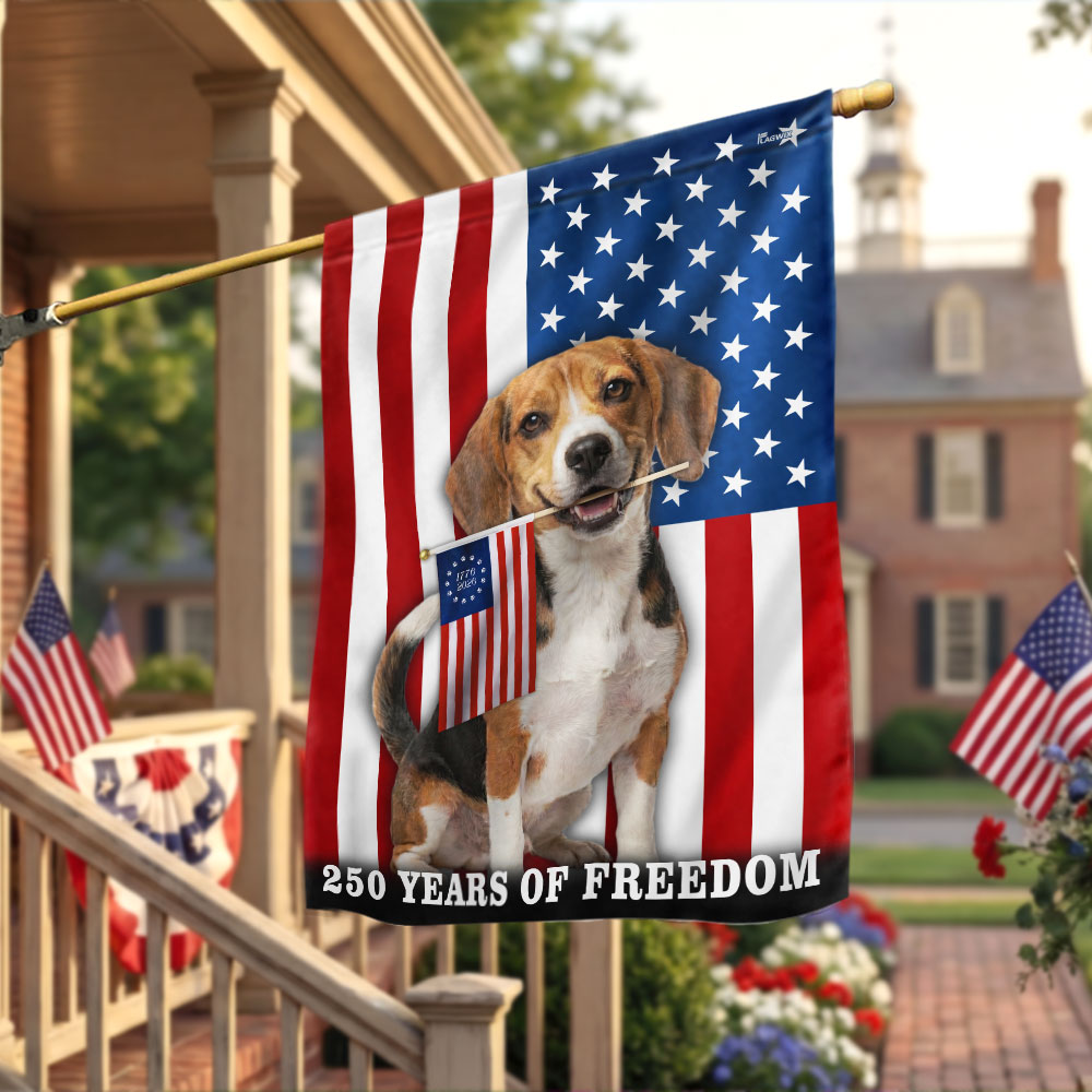 Dog American Flag, 250 Years of Freedom Beagle Dog US Flag