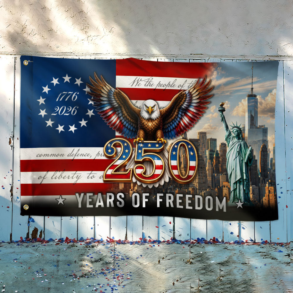 Betsy Ross Flag, 250 Years of Freedom Liberty We The People Grommet Flag