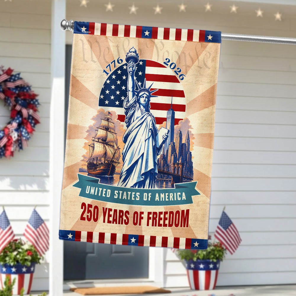 Patriotic Flag, 250 Years of Freedom Liberty Vintage American Flag