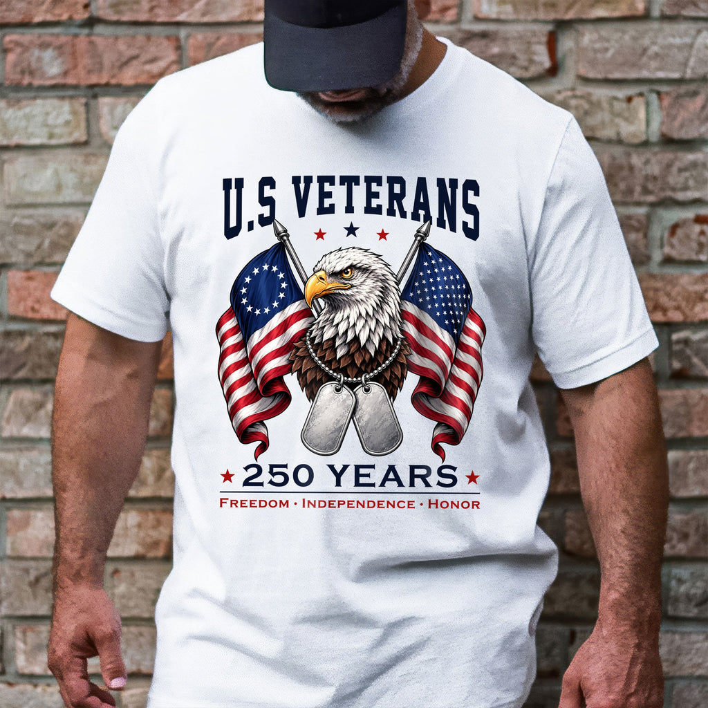 Patriotic T-shirt, 250 Years Freedom Independence Honor Eagle Betsy Ross Tee