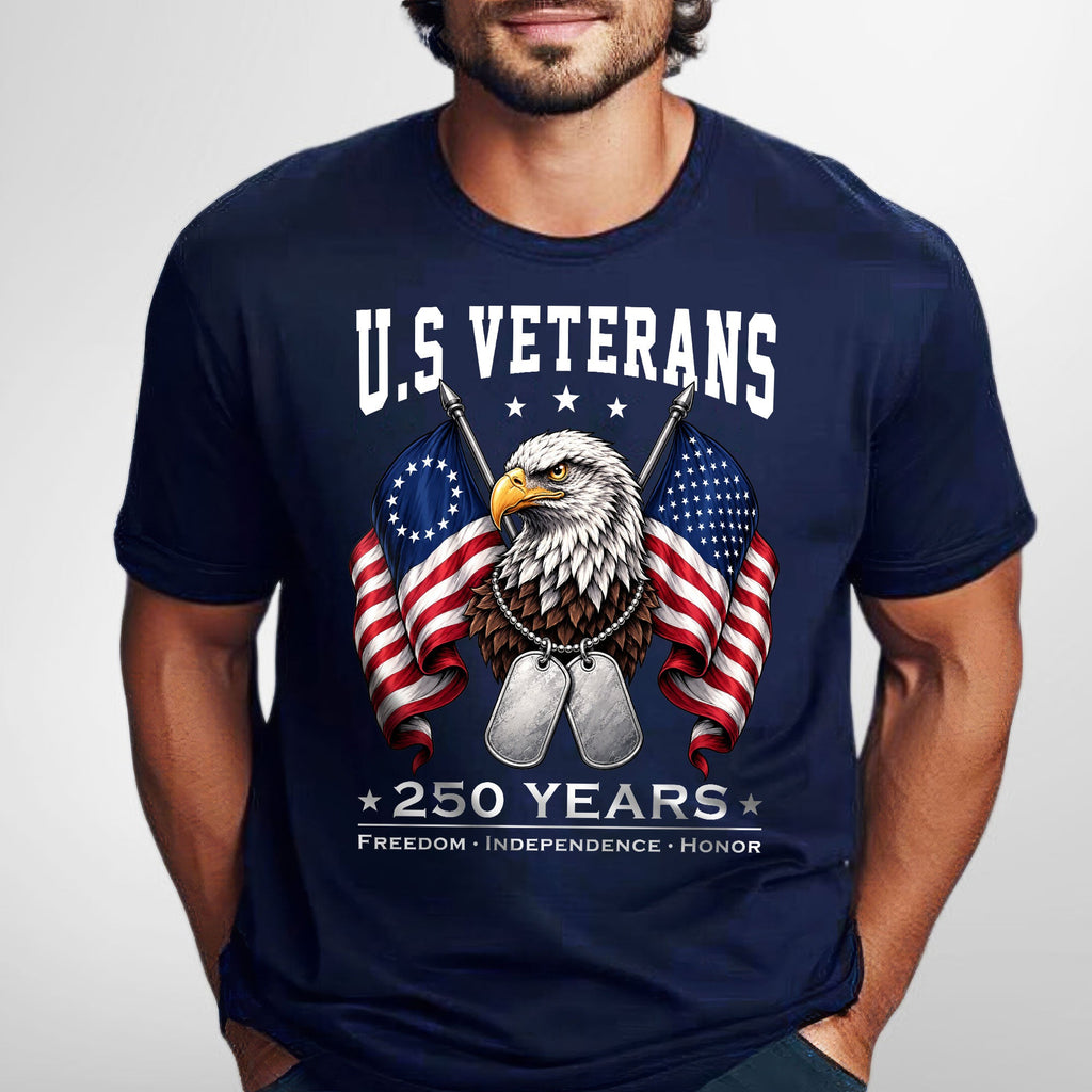 Patriotic T-shirt, 250 Years Freedom Independence Honor Eagle Betsy Ross Tee