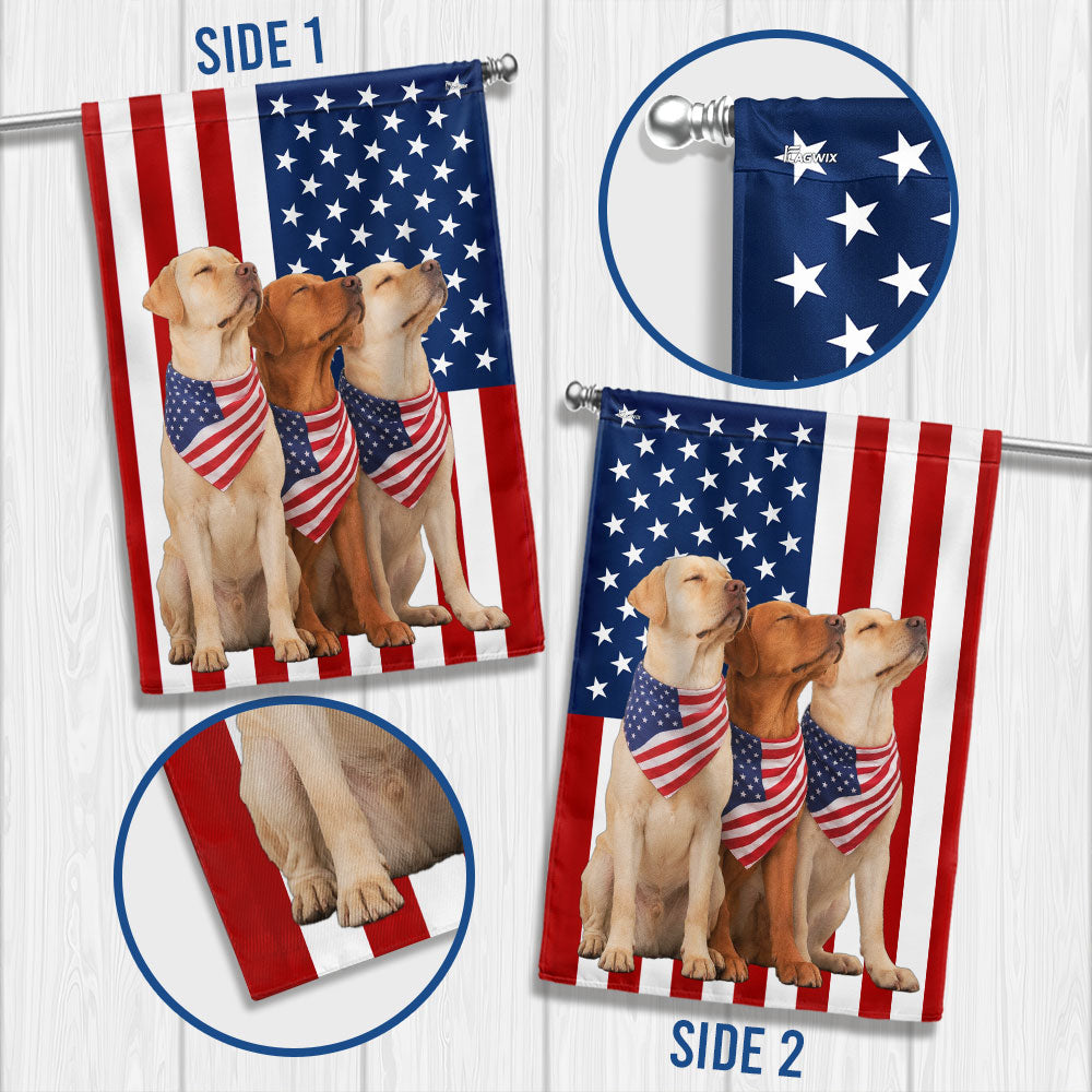 Dog American Flag, Patriotic Yellow and Red Fox Labrador Retriever US Flag