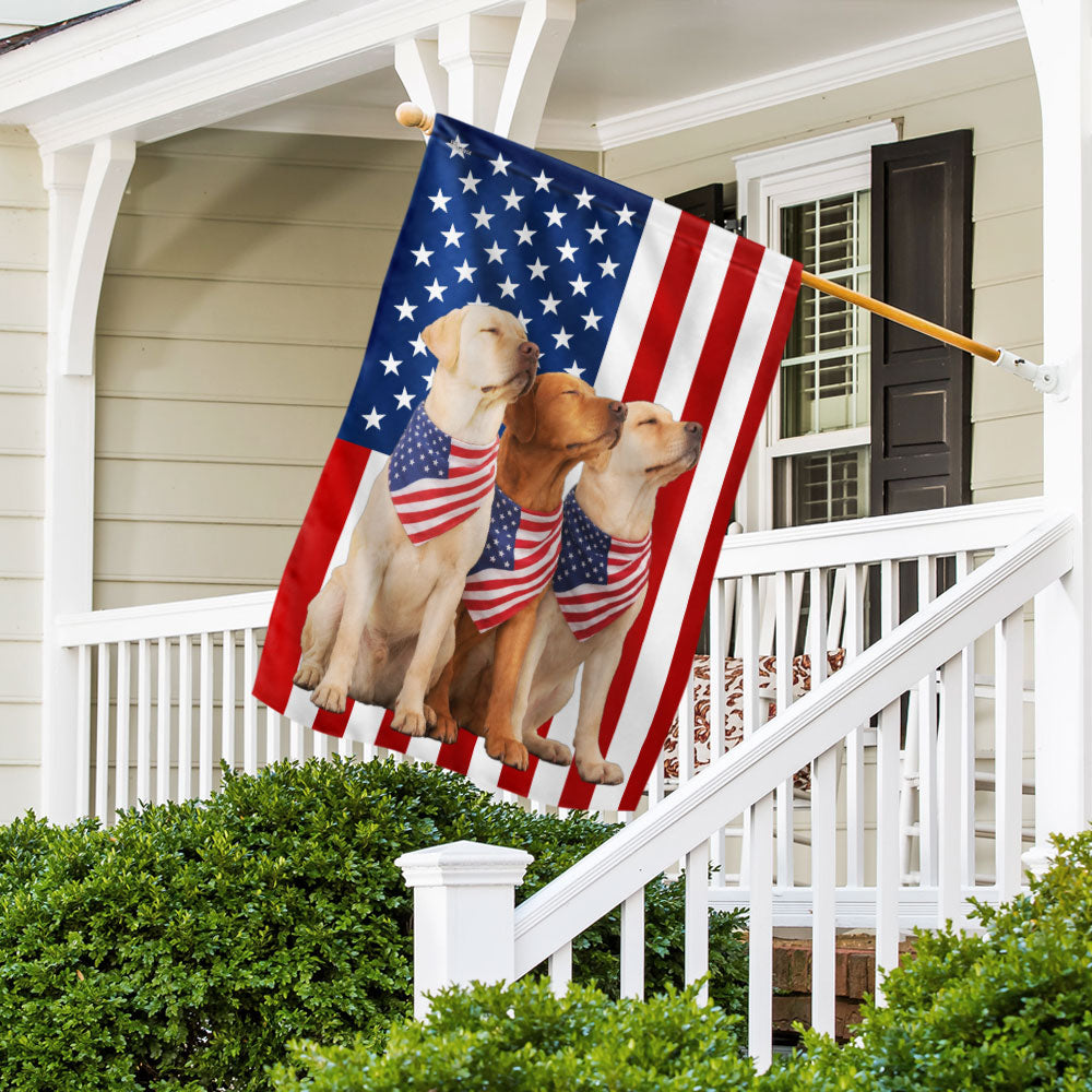 Dog American Flag, Patriotic Yellow and Red Fox Labrador Retriever US Flag