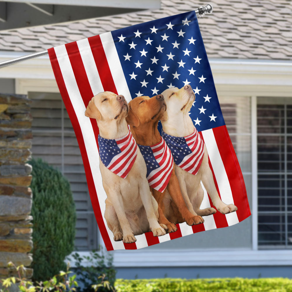 Dog American Flag, Patriotic Yellow and Red Fox Labrador Retriever US Flag