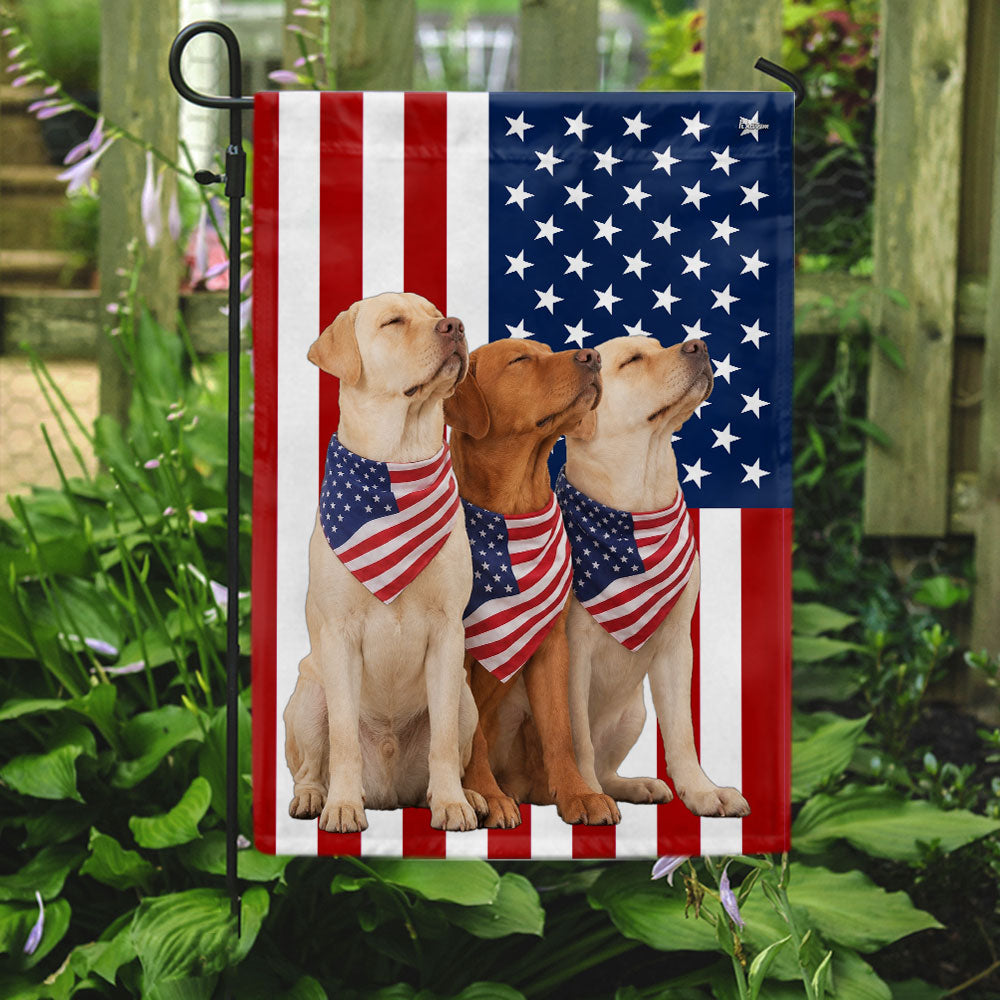 Dog American Flag, Patriotic Yellow and Red Fox Labrador Retriever US Flag