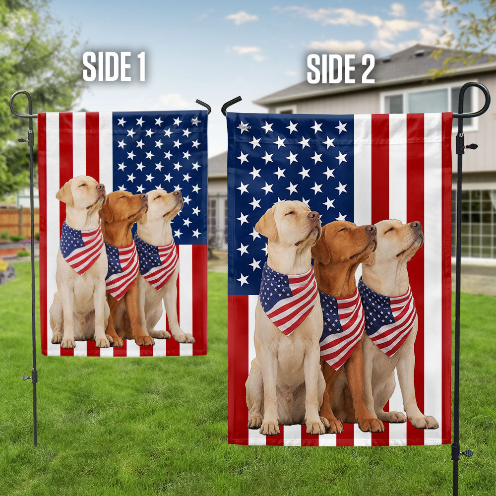 Dog American Flag, Patriotic Yellow and Red Fox Labrador Retriever US Flag