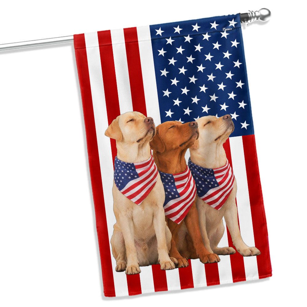 Dog American Flag, Patriotic Yellow and Red Fox Labrador Retriever US Flag