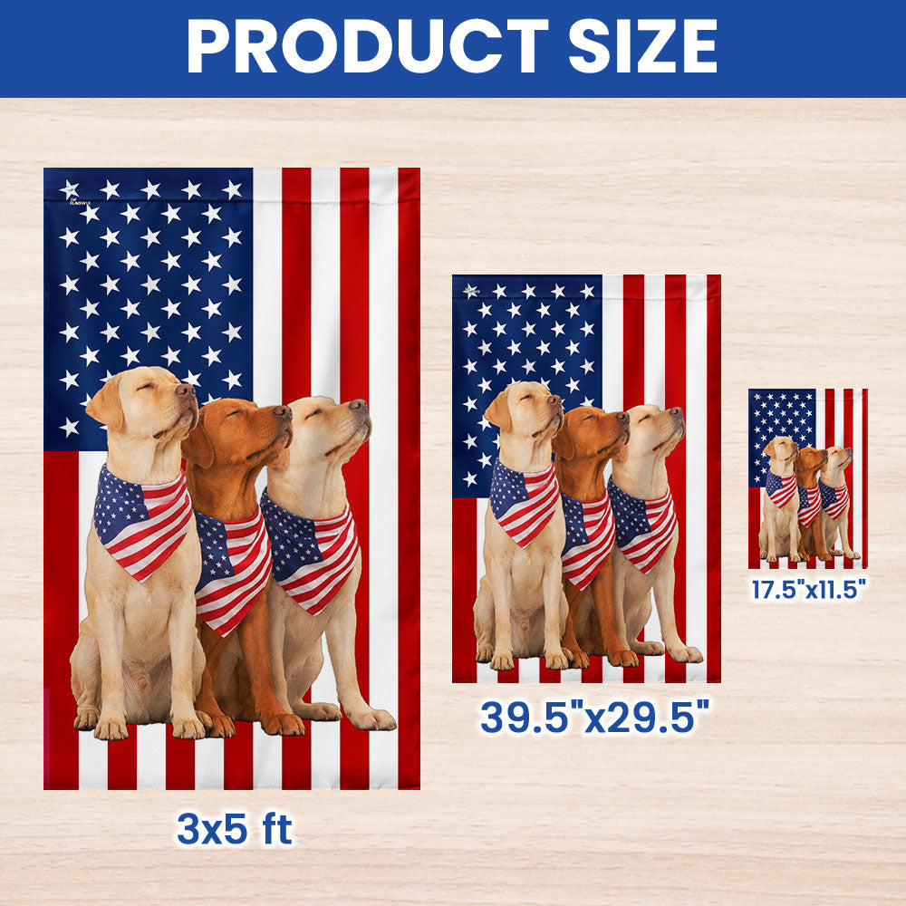 Dog American Flag, Patriotic Yellow and Red Fox Labrador Retriever US Flag