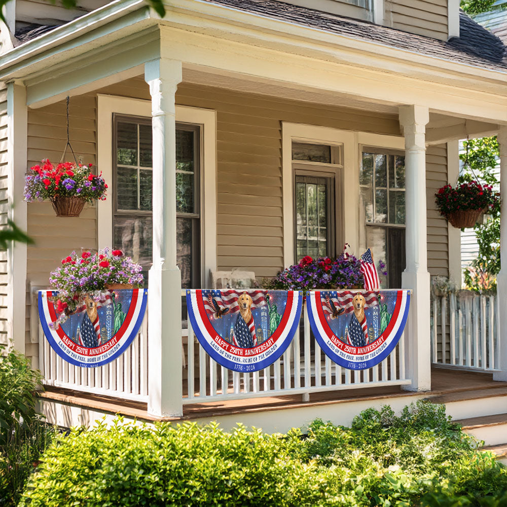 Happy 250th Anniversary Land of The Free Home of Golden Retriever Fan Flag