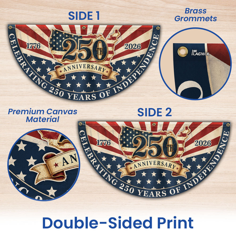 Celebrating 250 Years of Independence American Maps Retro Fan Flag