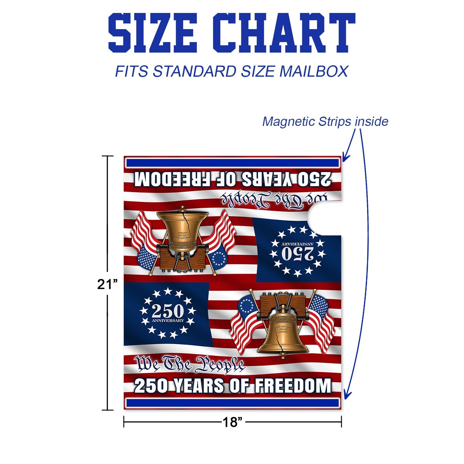 250 Years of Freedom Patriotic Liberty Bell Betsy Ross Flag Mailbox Cover
