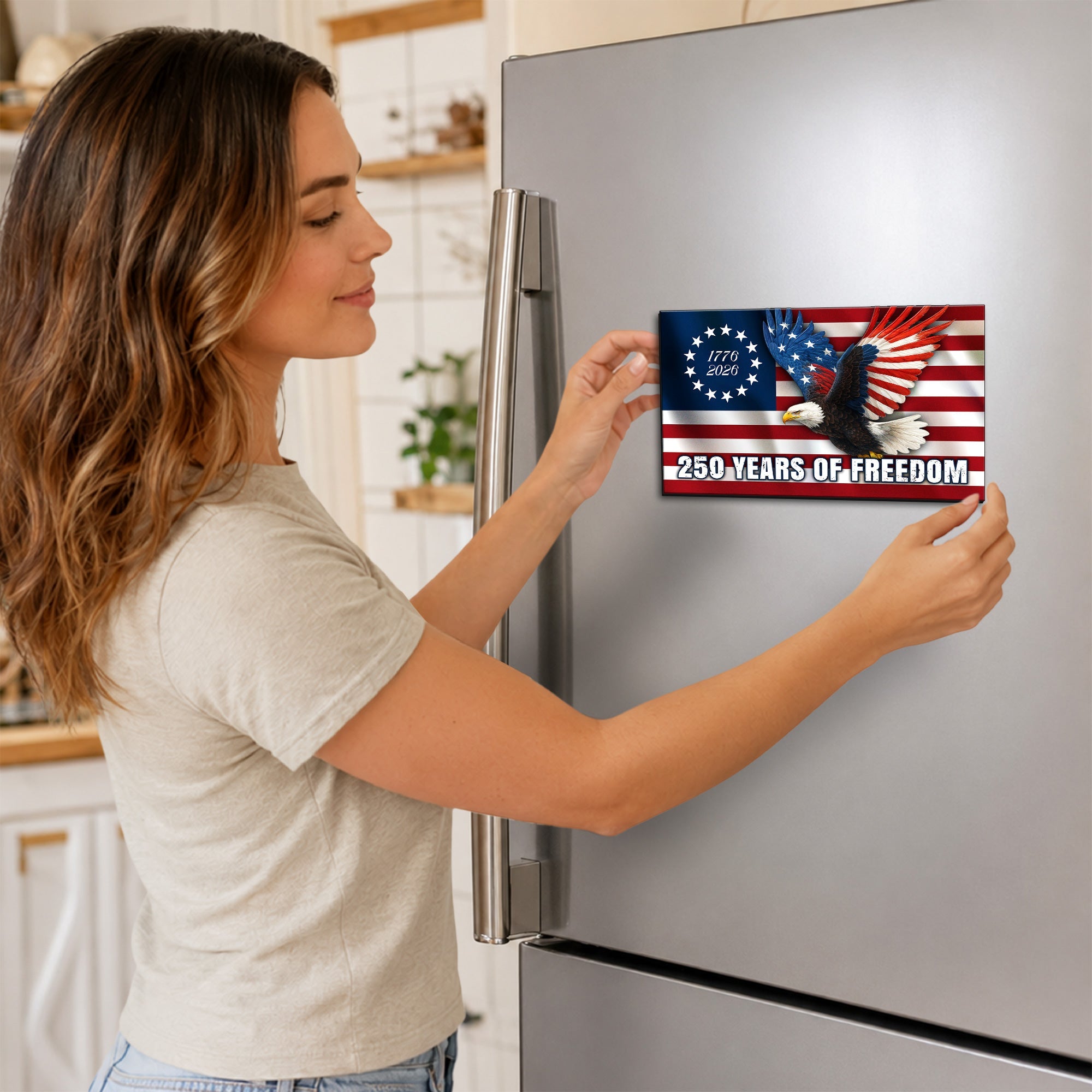 250 Years of Freedom Betsy Ross Flag 1776 2026 Eagle Car Magnet
