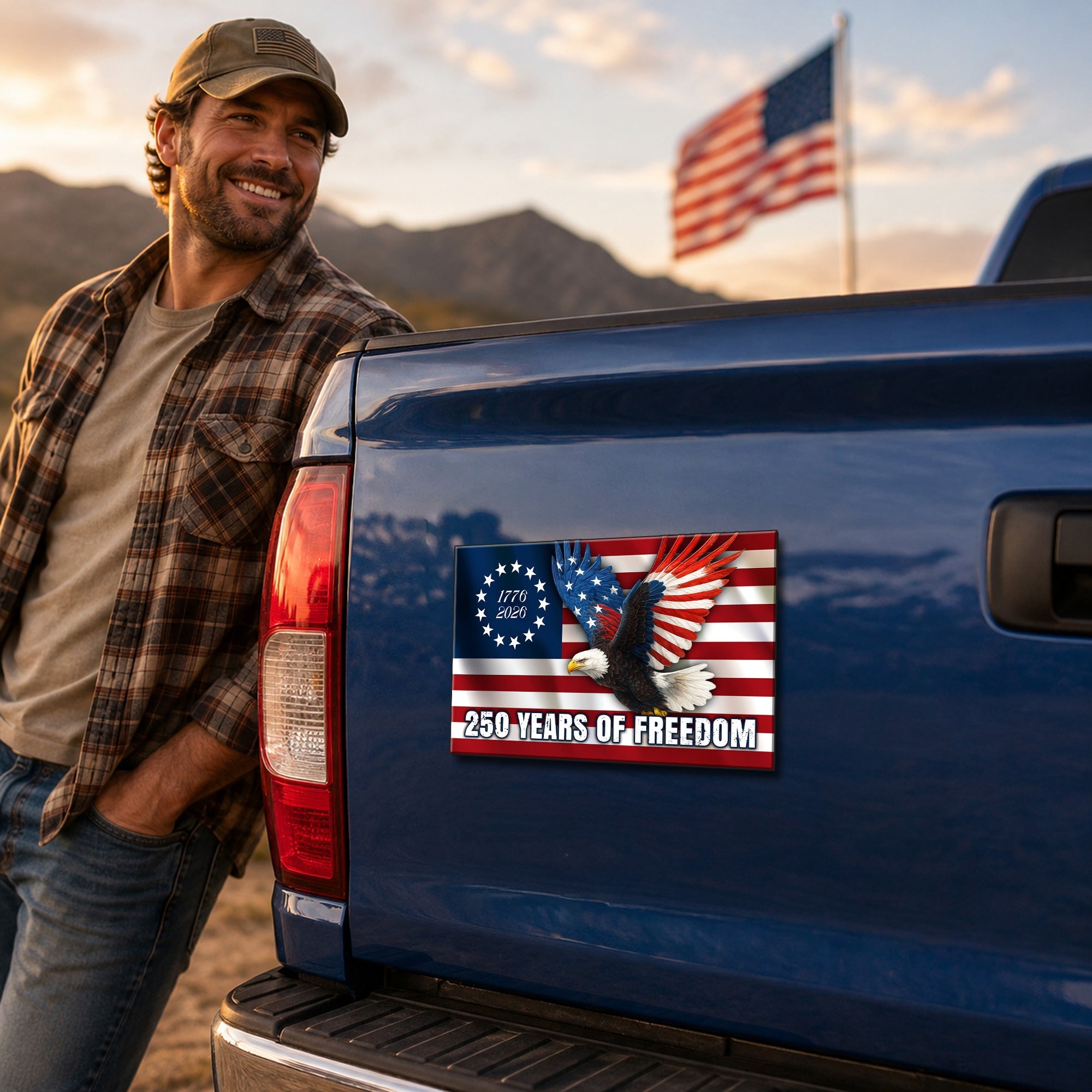 250 Years of Freedom Betsy Ross Flag 1776 2026 Eagle Car Magnet