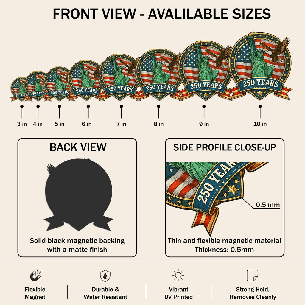 250th Anniversary Patriotic Liberty with Eagle Independence Day Car Magnet
