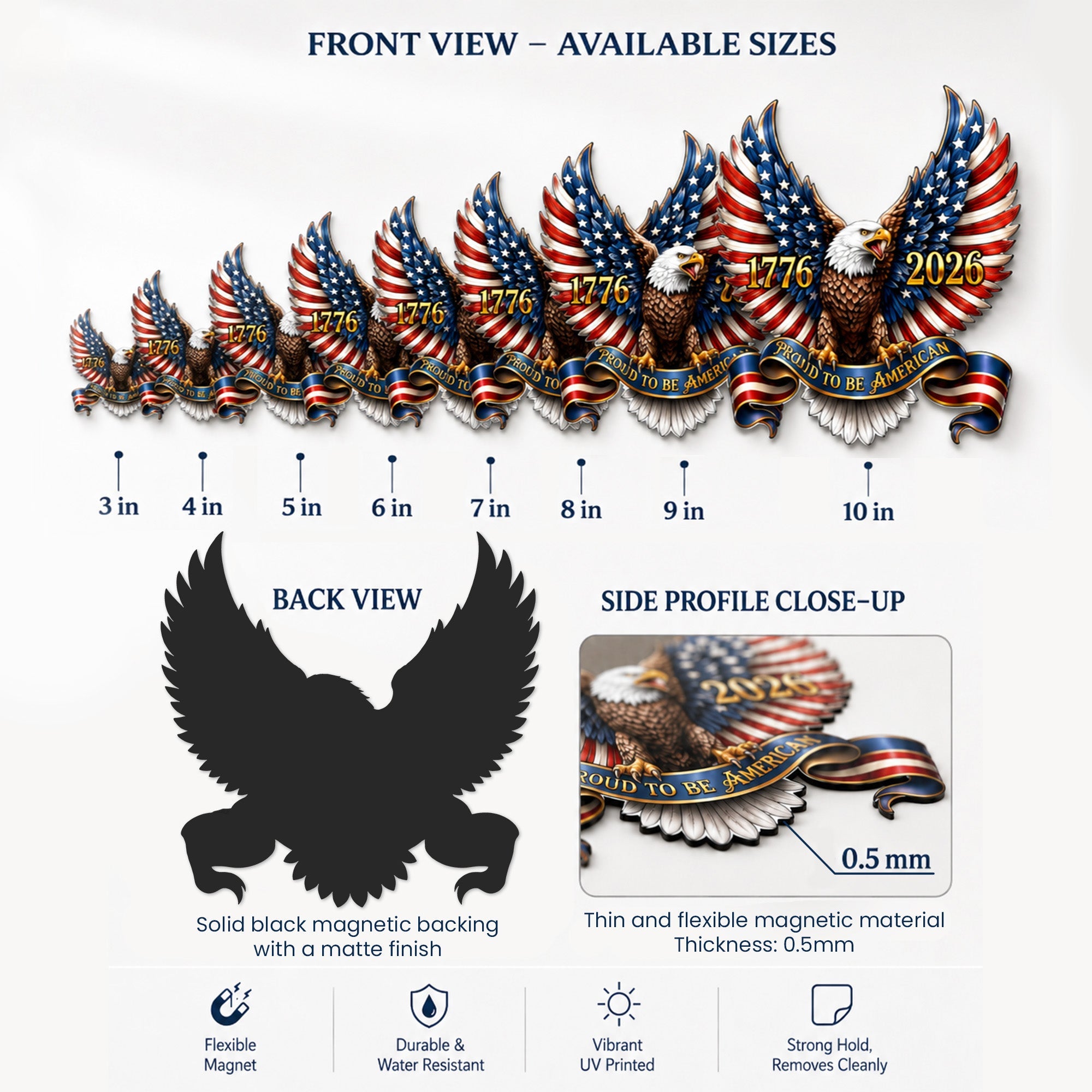 250th Anniversary Patriotic Eagle Proud to Be American Car Magnet
