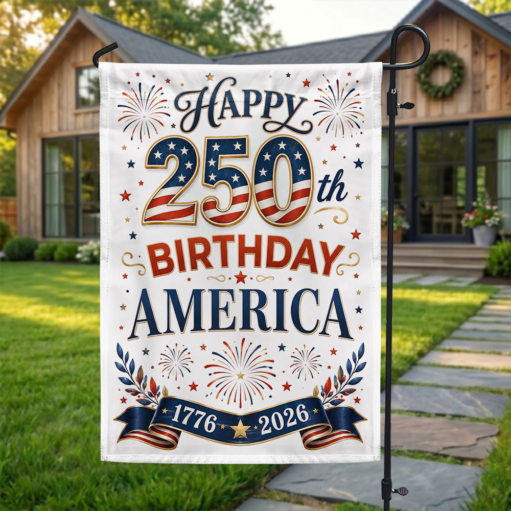 Happy Birthday 250th Anniversary America US Flag for Patriotic Decor