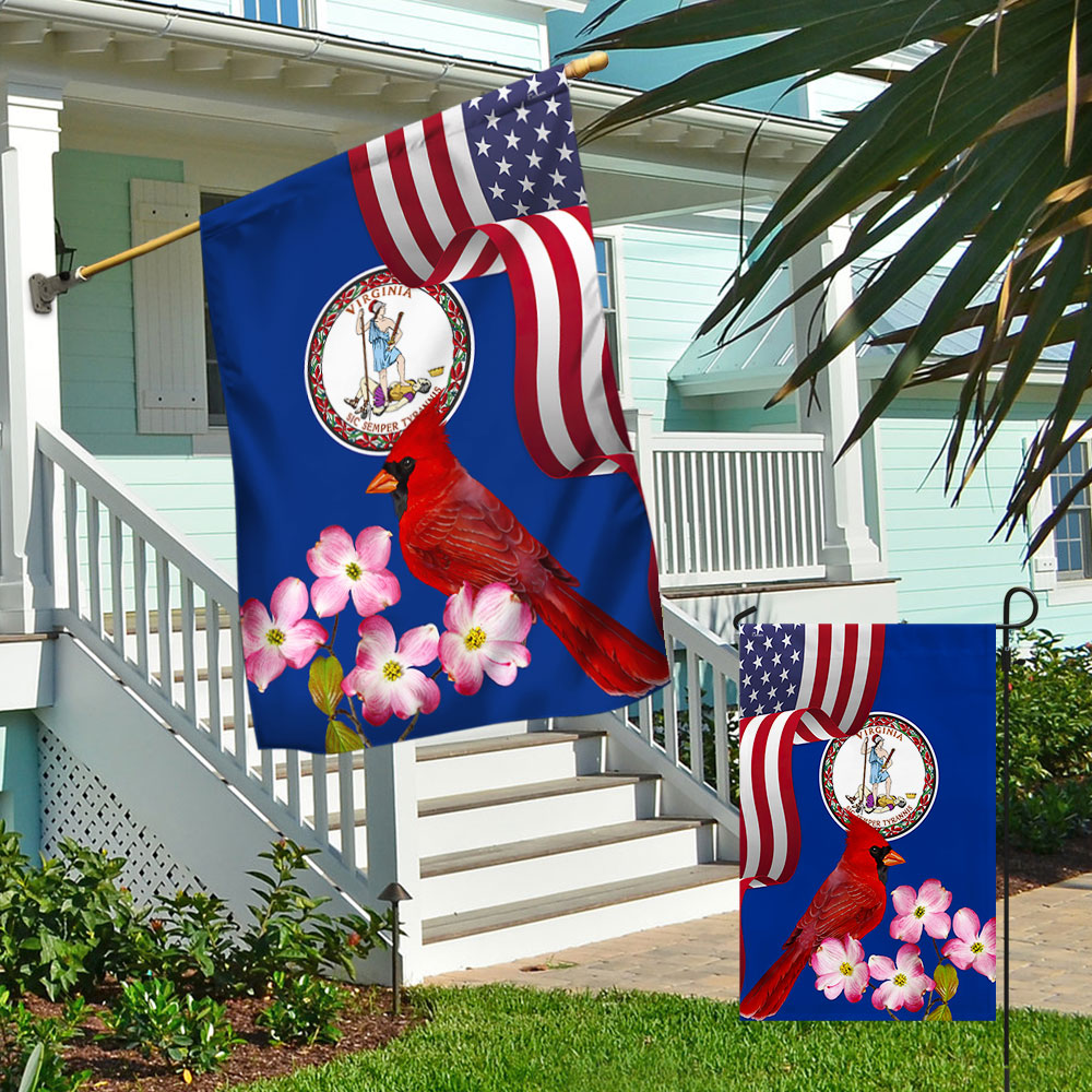 Virginia State Cardinal and Dogwood Flower Flag, heavy duty flag