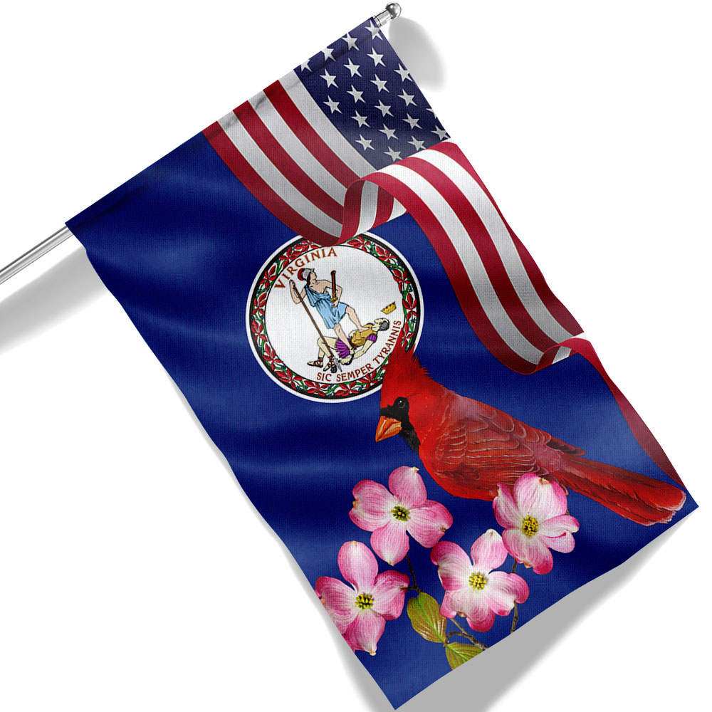 Virginia State Cardinal and Dogwood Flower Flag, heavy duty flag