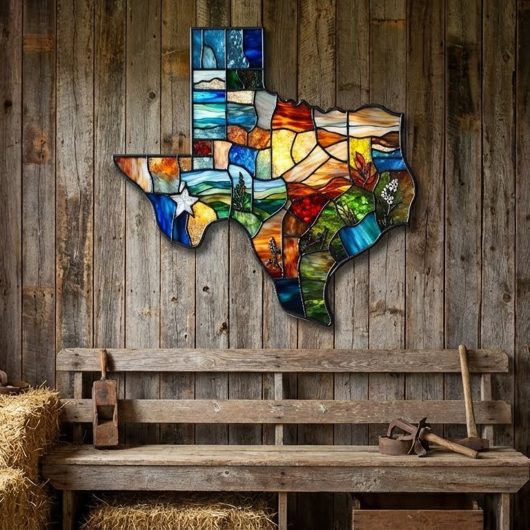Texas Map Hanging Metal Sign, Wall Art