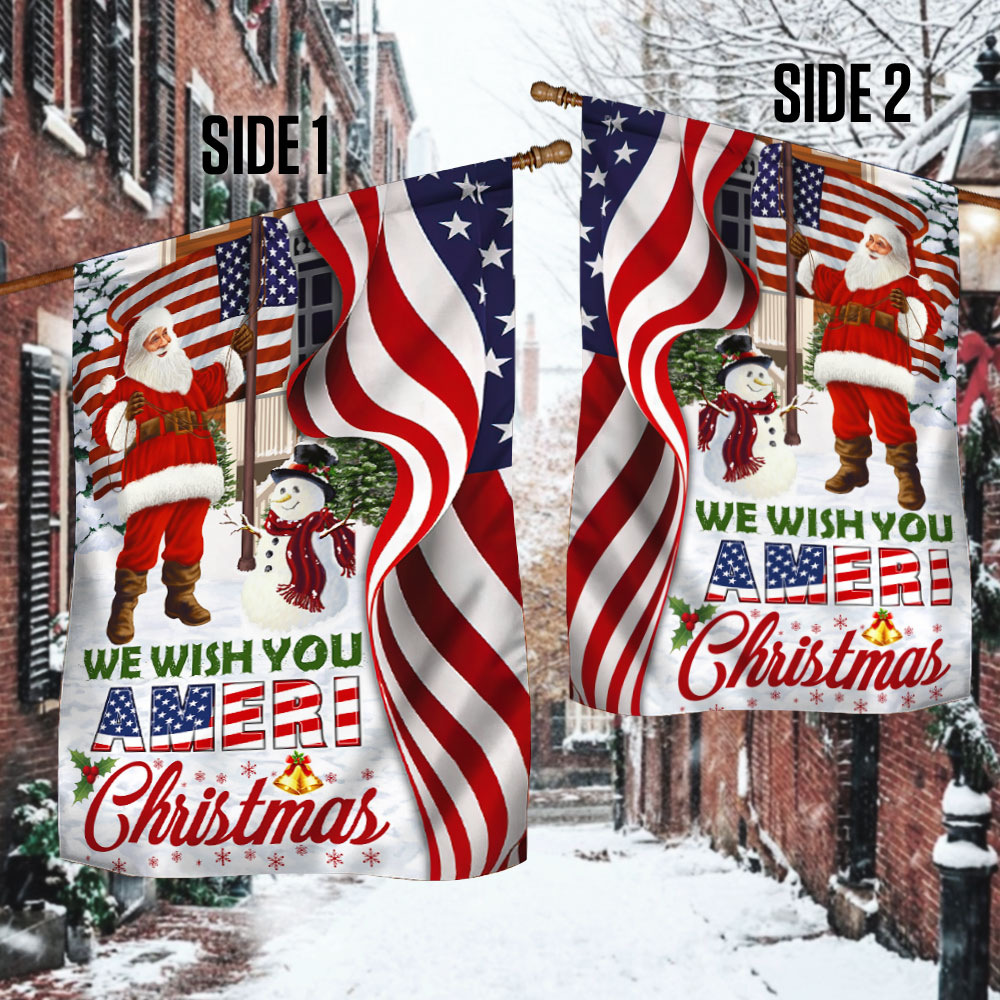 Santa Claus US Flag We Wish You Ameri Christmas