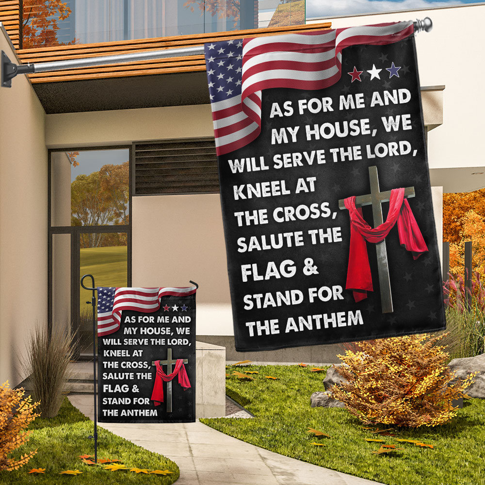 Jesus Cross American Flag As For Me And My House We Will Serve The Lord Flag  3-Day Shipping