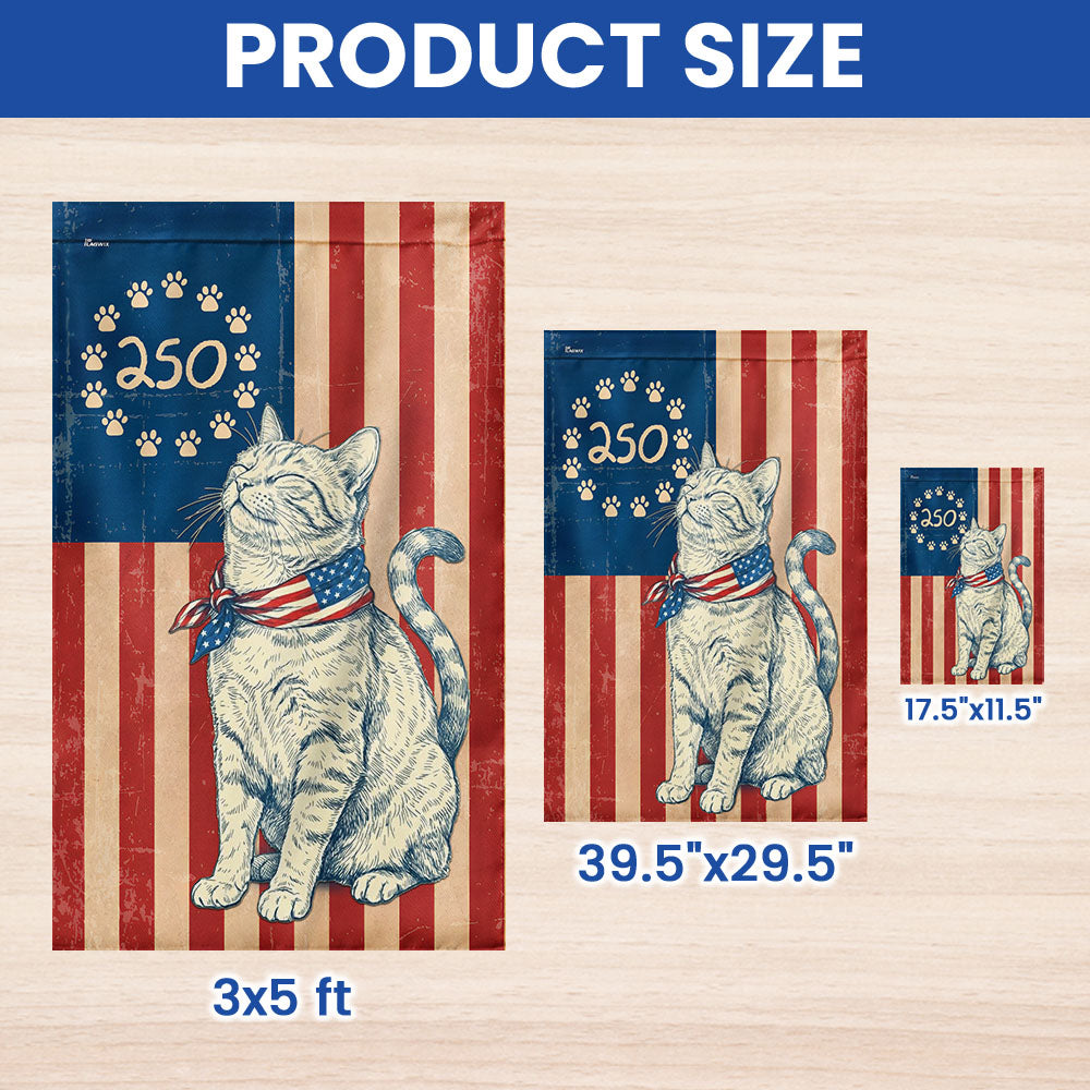 Flagwix Patriotic Cat Garden Flag - 250th Anniversary Paw Prints Betsy Ross Flag Decor