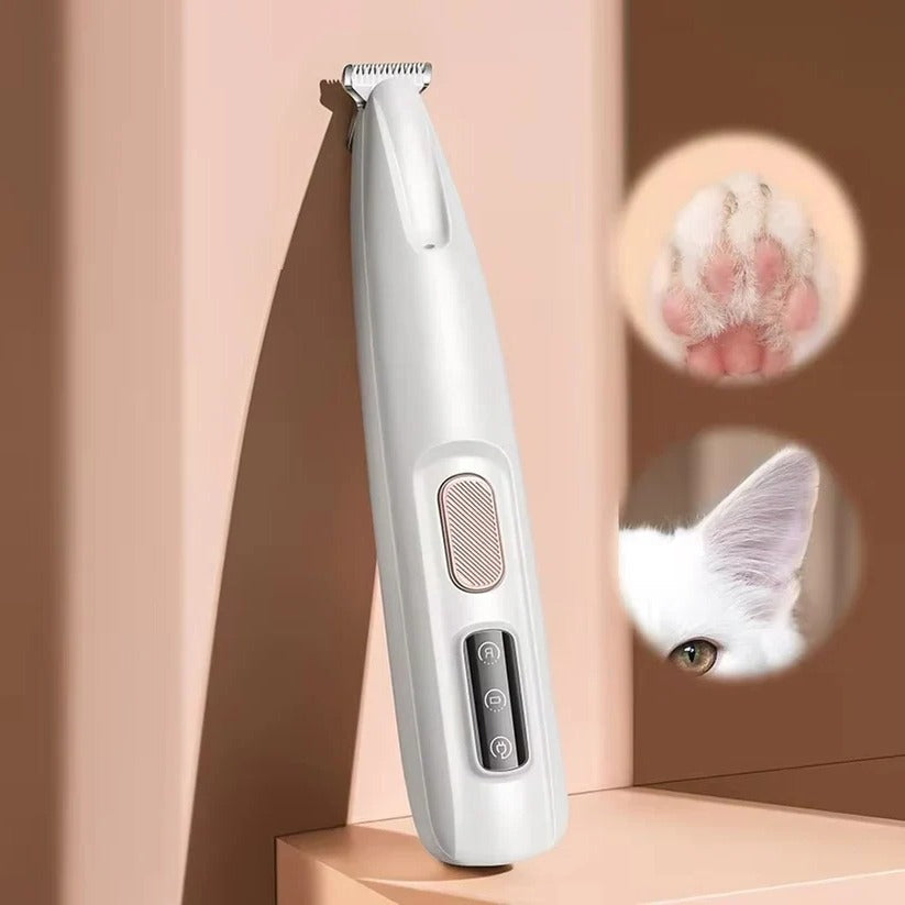 Cordless Pet Trimmer with Rounded Blade Tips and Detachable Head for Paws, Ears, Face