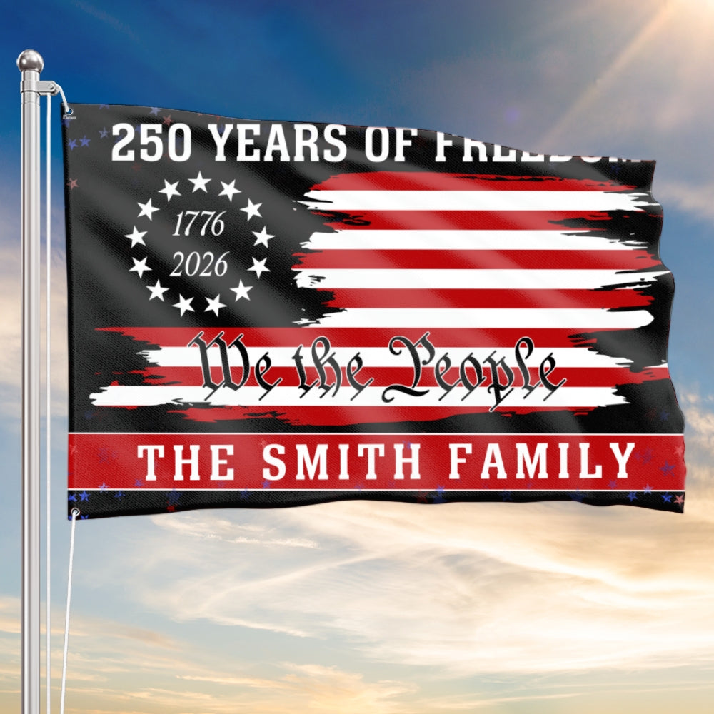 America 250th Anniversary 1776 2026 Custom Flag, Personalized We The People Patriotic Grommet Flag