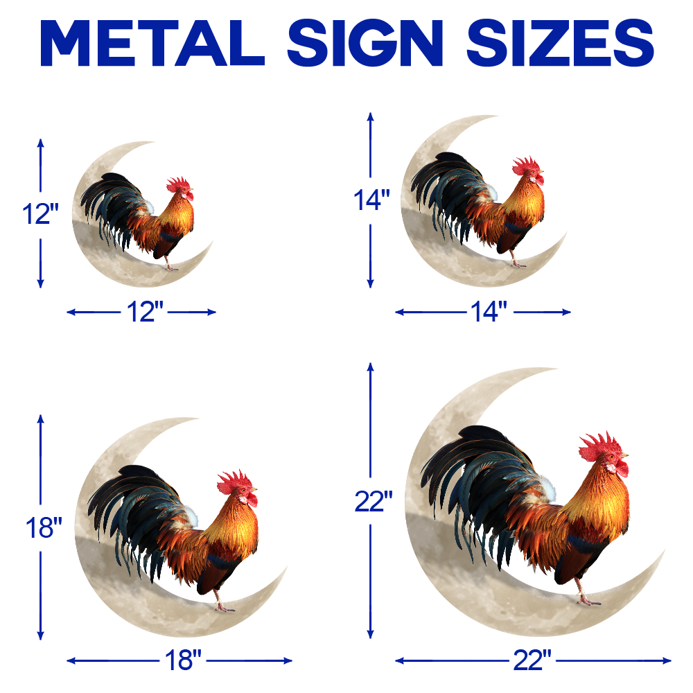Rooster And Moon Hanging Metal Sign, Farm Flag For Decor