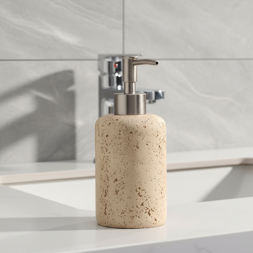 Resin soap dispenser with stainless steel pump - Stonelette