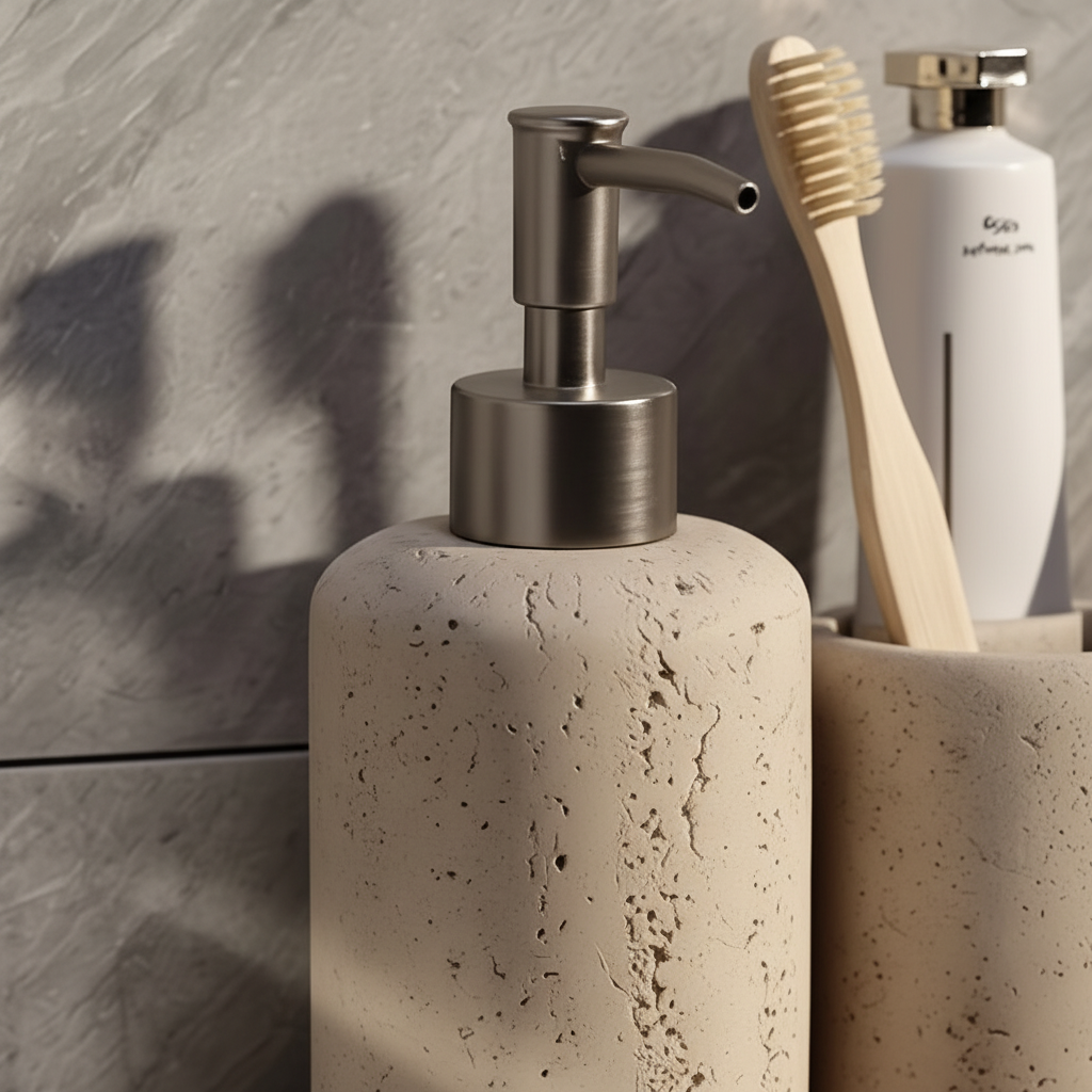 Resin soap dispenser with stainless steel pump - Stonelette