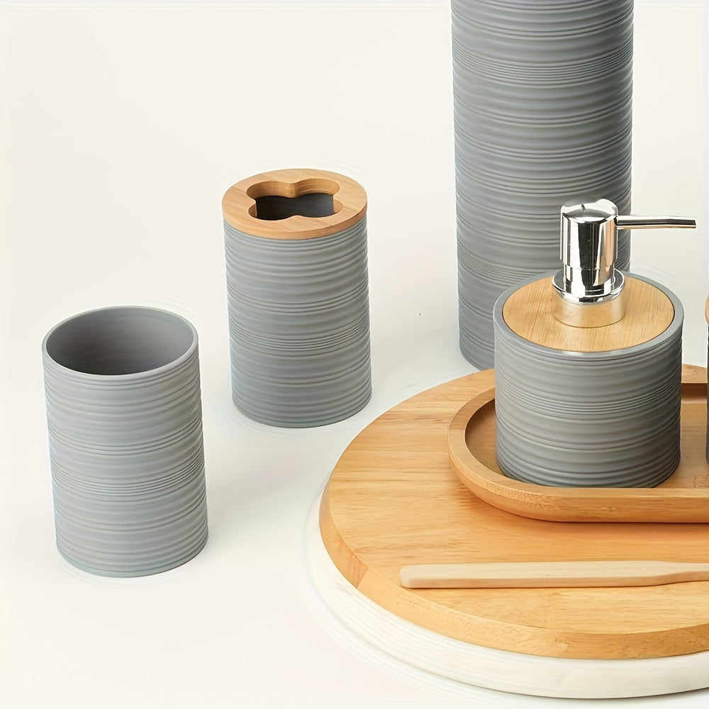 Six-Piece Bathroom Accessory Set - Bamborao