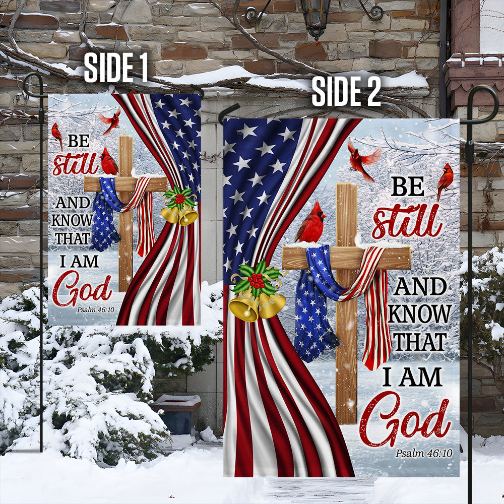 Jesus Christ Cross Flag Be Still And Know That I Am God Christmas Flag