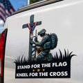 Stand For The Flag Kneel For The Cross Magnet, Military Soldier Praying Cross Decal, Patriotic Veteran Truck Magnet, Gift for Him