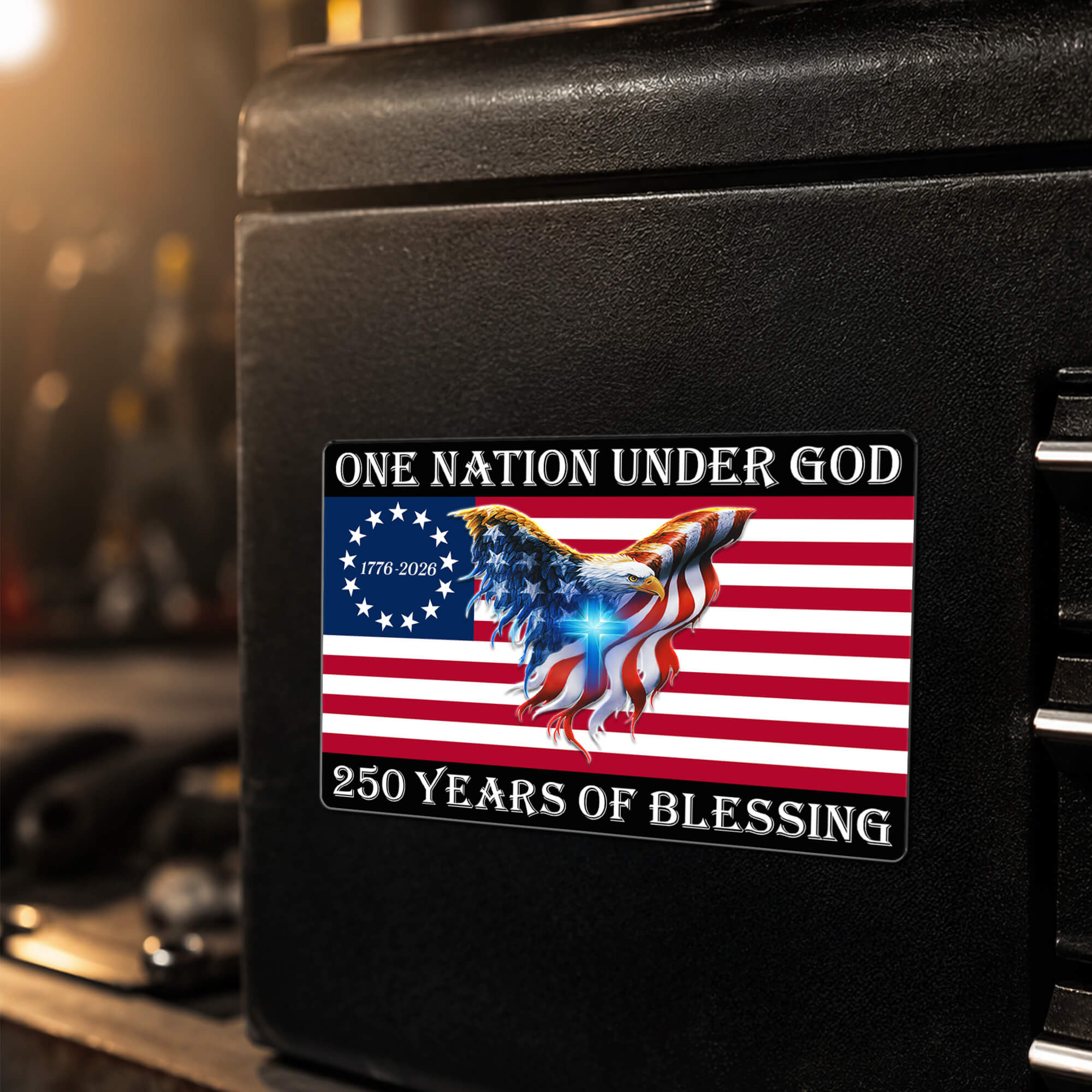 1776-2026 One Nation Under God Magnet, 250 Years Of Blessing American Flag Eagle Cross Die Cut, Christian Patriotic Truck Magnet