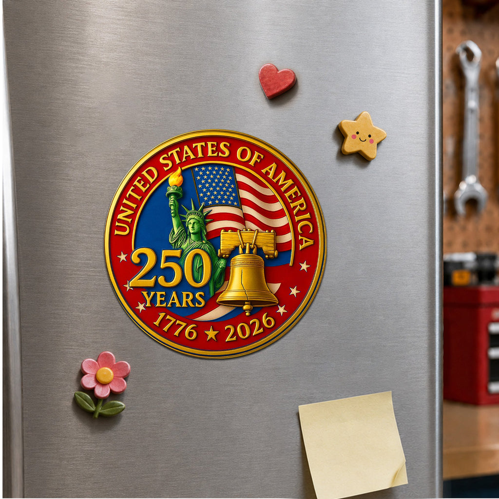 USA 250 Years Of Freedom Die Cut Magnet, 1776-2026 Semiquincentennial Liberty Bell Magnet, America 250th Birthday Truck Decal