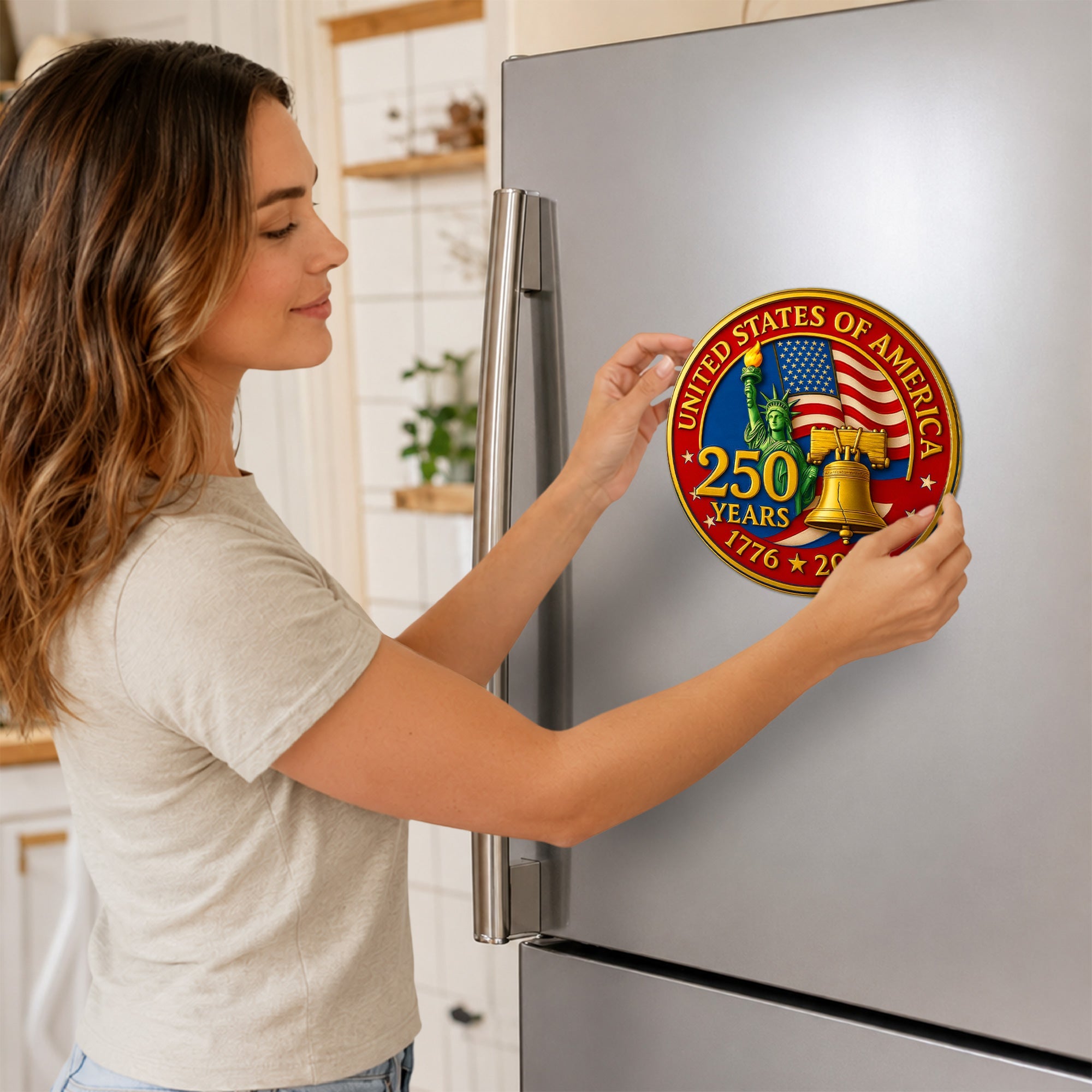 USA 250 Years Of Freedom Die Cut Magnet, 1776-2026 Semiquincentennial Liberty Bell Magnet, America 250th Birthday Truck Decal