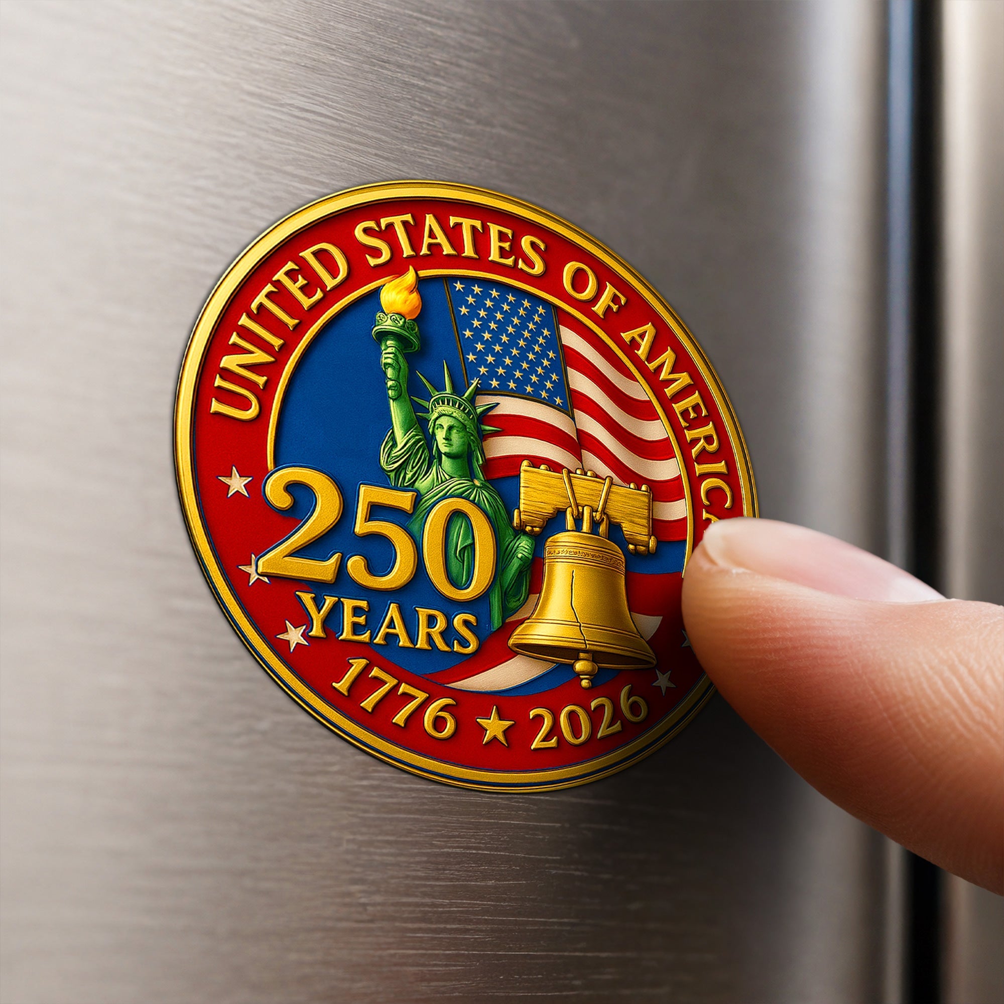 USA 250 Years Of Freedom Die Cut Magnet, 1776-2026 Semiquincentennial Liberty Bell Magnet, America 250th Birthday Truck Decal