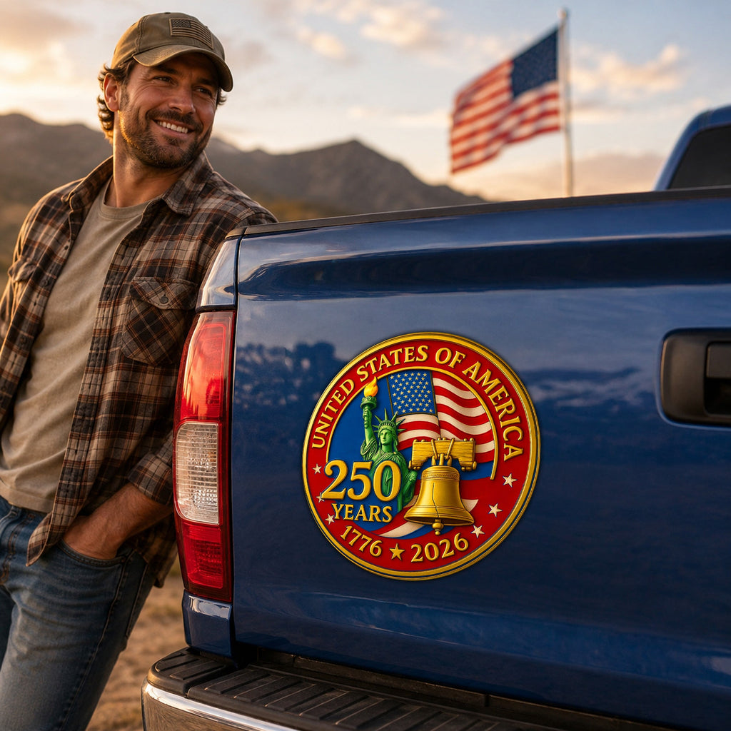 USA 250 Years Of Freedom Die Cut Magnet, 1776-2026 Semiquincentennial Liberty Bell Magnet, America 250th Birthday Truck Decal