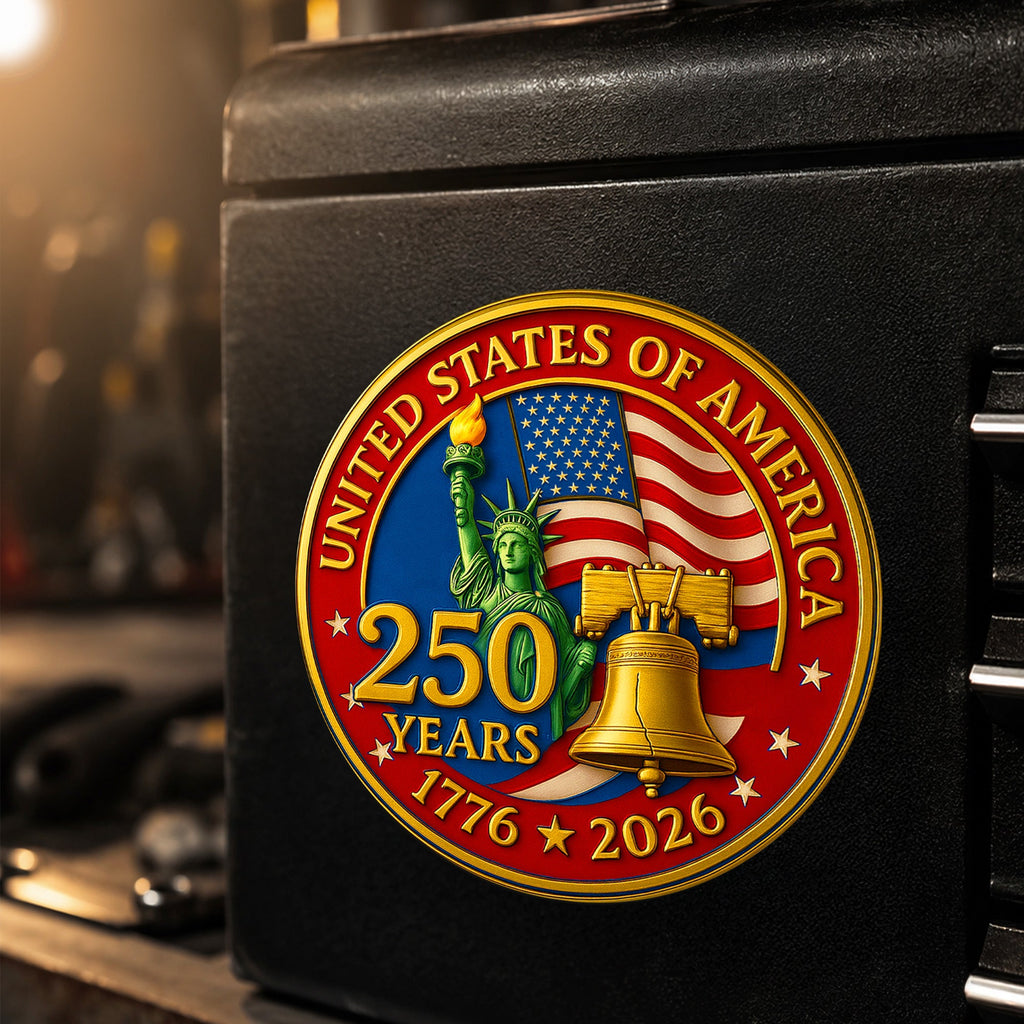 USA 250 Years Of Freedom Die Cut Magnet, 1776-2026 Semiquincentennial Liberty Bell Magnet, America 250th Birthday Truck Decal